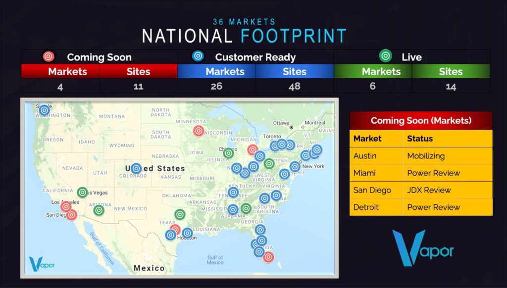 Vapor IO's National Kinetic Grid Footprint US Map