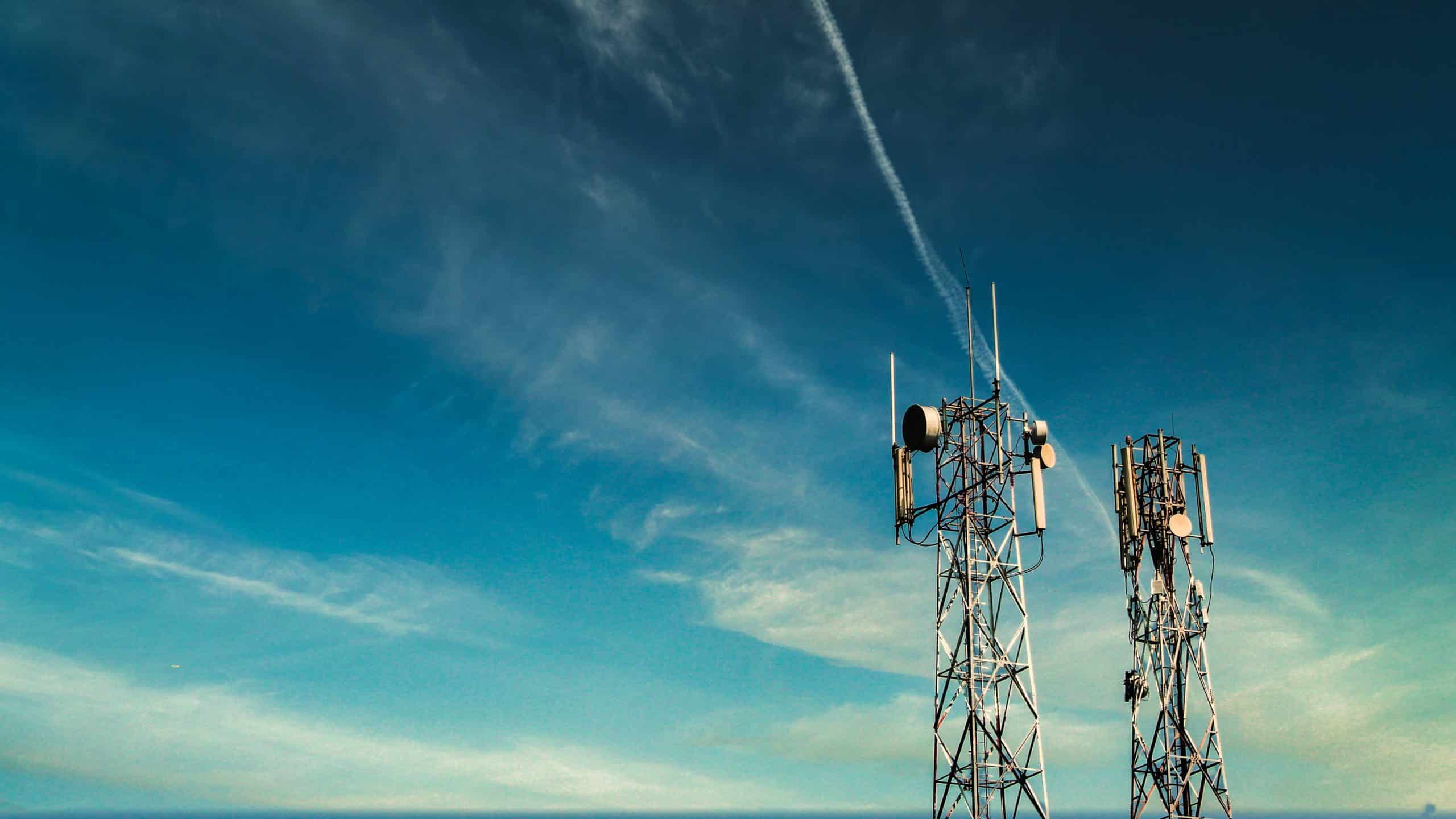 cell tower against a blue sky